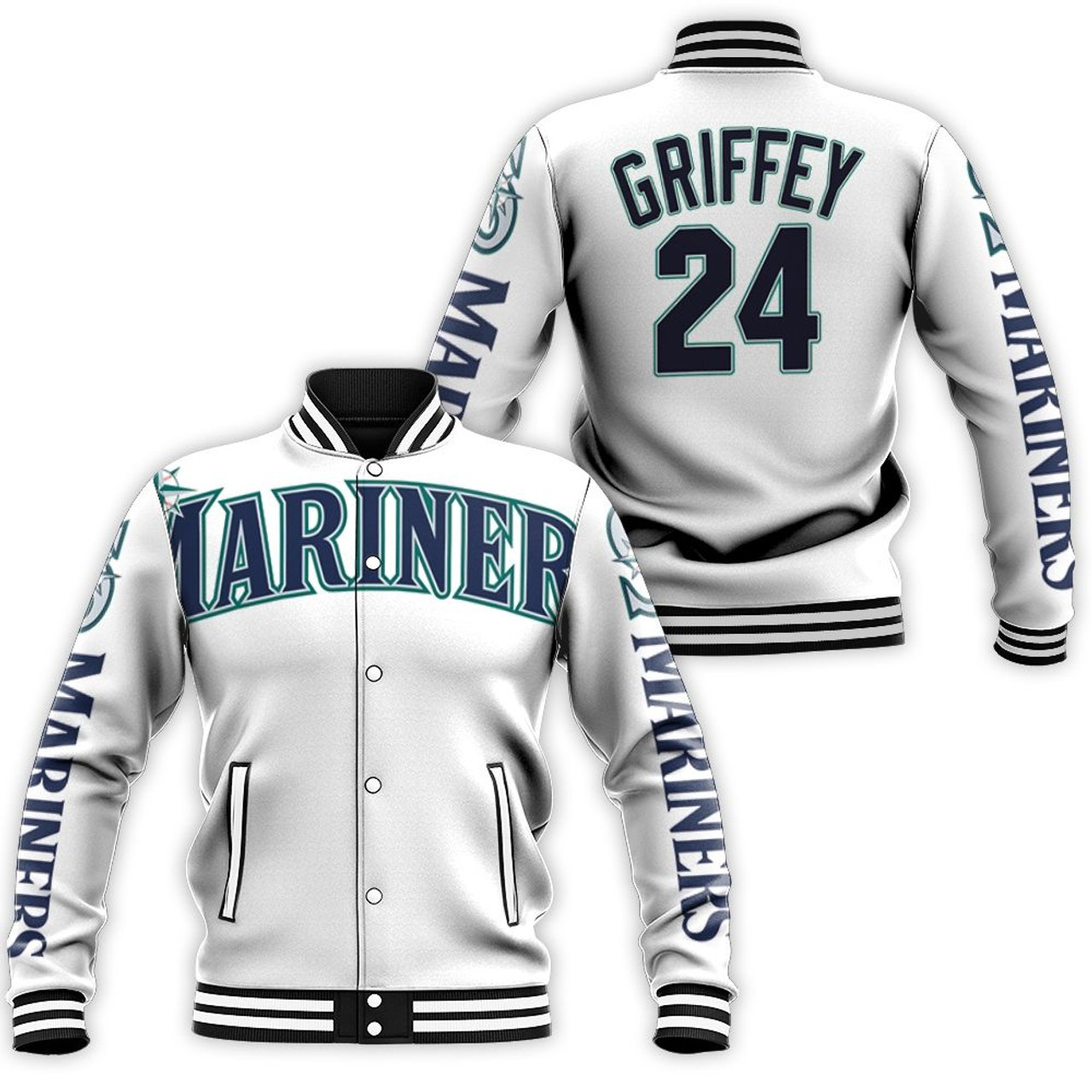 Seattle Mariners Ken Griffey Jr 24 2020 White Baseball Jacket