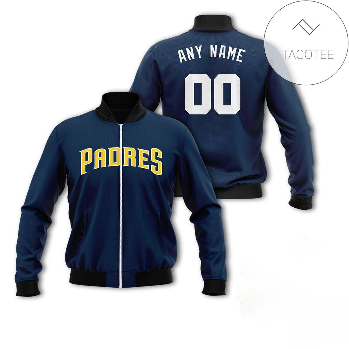 San Diego Padres Custom Name Number Navy Bomber Jacket V1