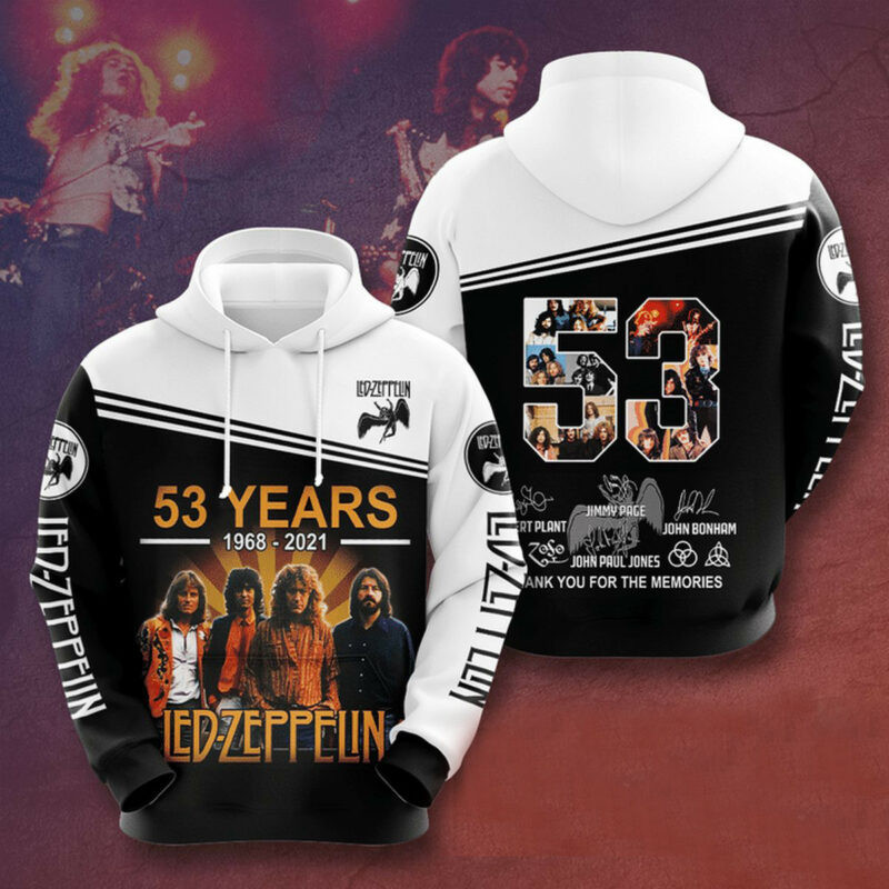 Led Zeppelin 53 Years 1968-2021 3d Hoodie
