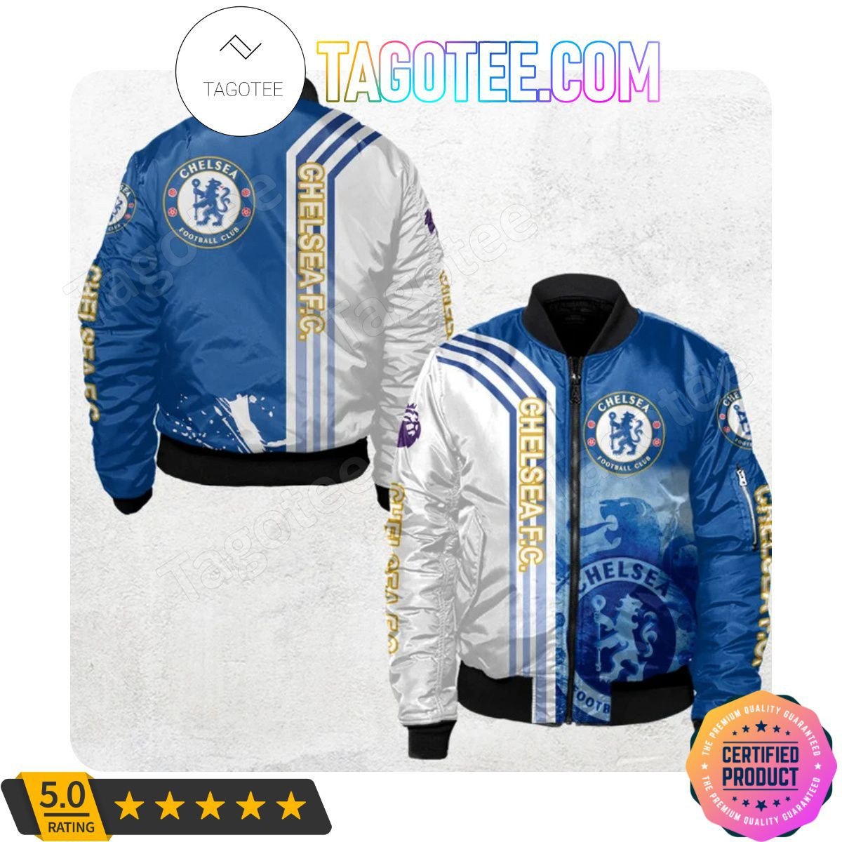 Chelsea FC Blue White Bomber Jacket V4