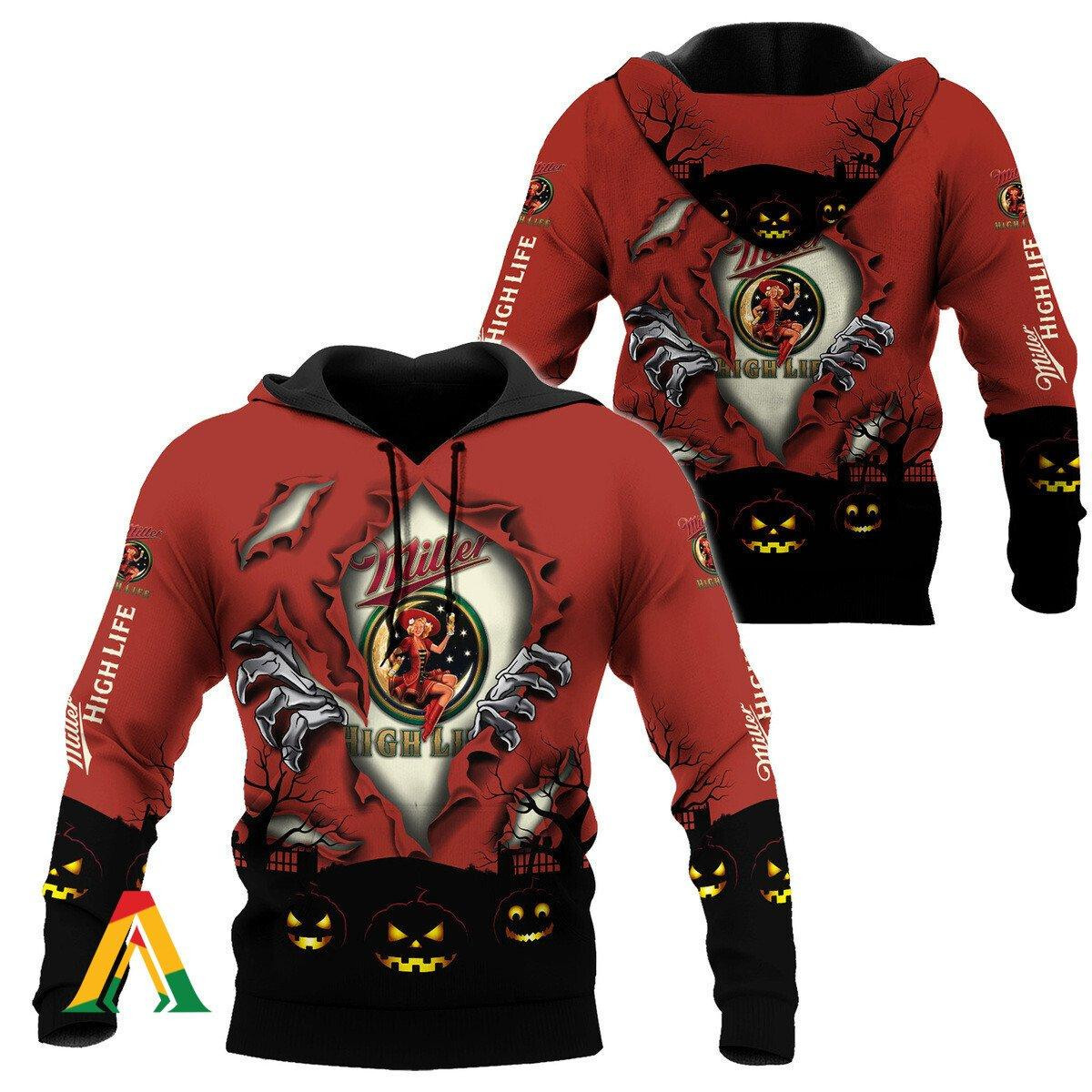 Scary Night Halloween Miller High Life Hoodie & Zip Hoodie