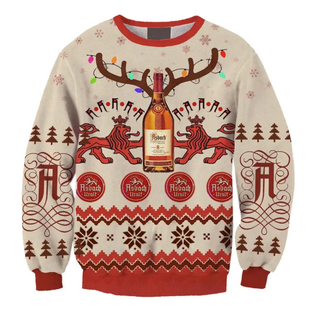 Asbach Uralt Reindeer Ugly Christmas Sweater