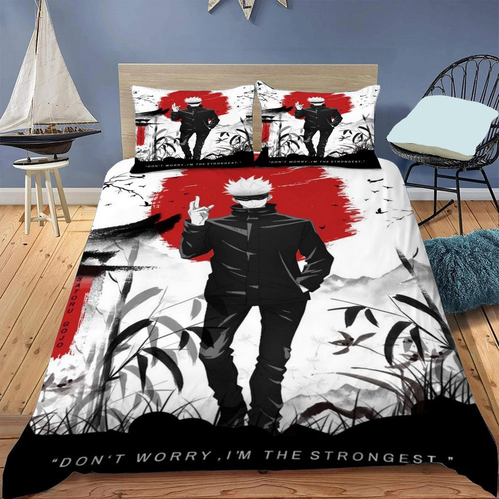 Jujutsu Kaisen Bedding Set Gojo Satoru Don’t Worry I’m The Strongest Duvet Covers