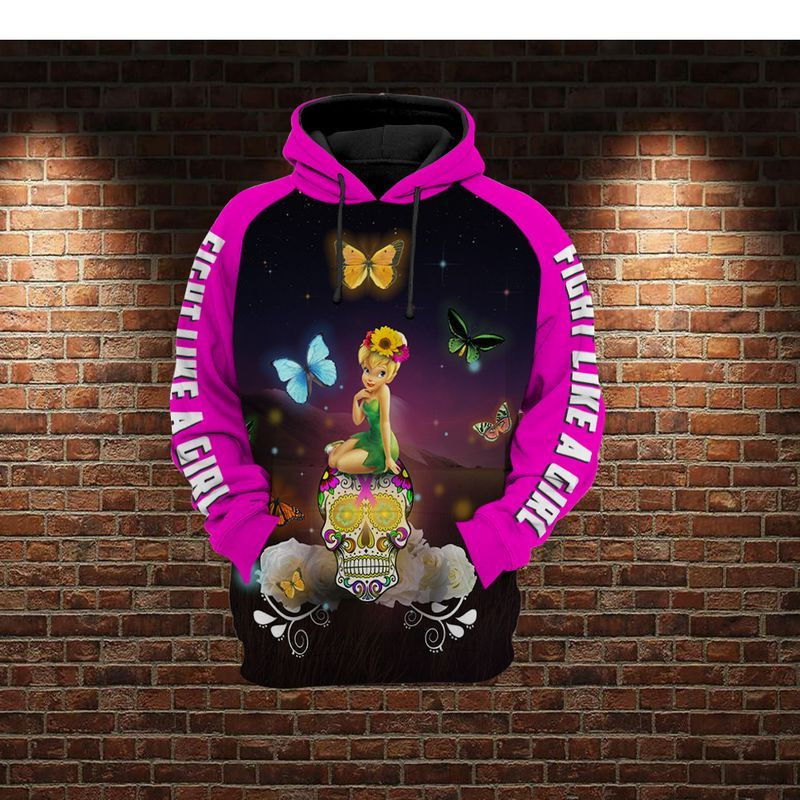 Tinker Bell Fight Like A Girl Over Print 3d Hoodie Zip Hoodie