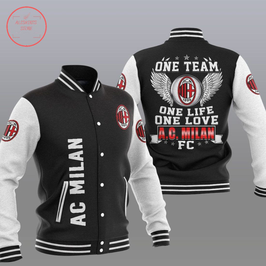 AC Milan Black One Team Baseball Jacket