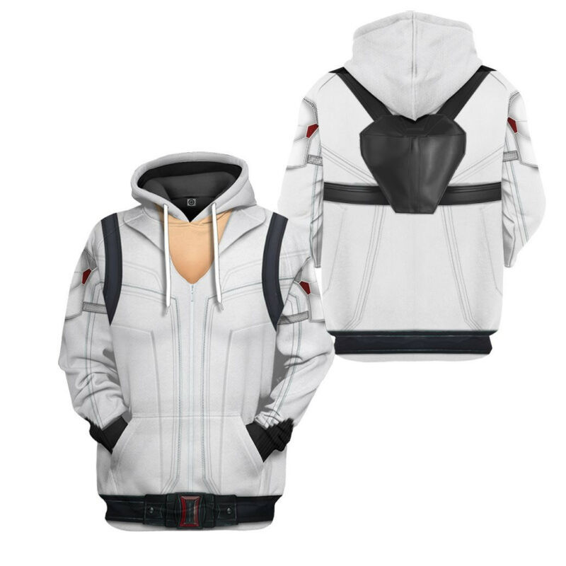 Marvel Black Widow Battle White Suit Costume 3d Hoodie Zip Hoodie