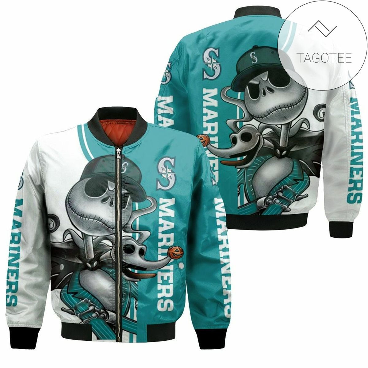 Seattle Mariners Jack Skellington And Zero Bomber Jacket