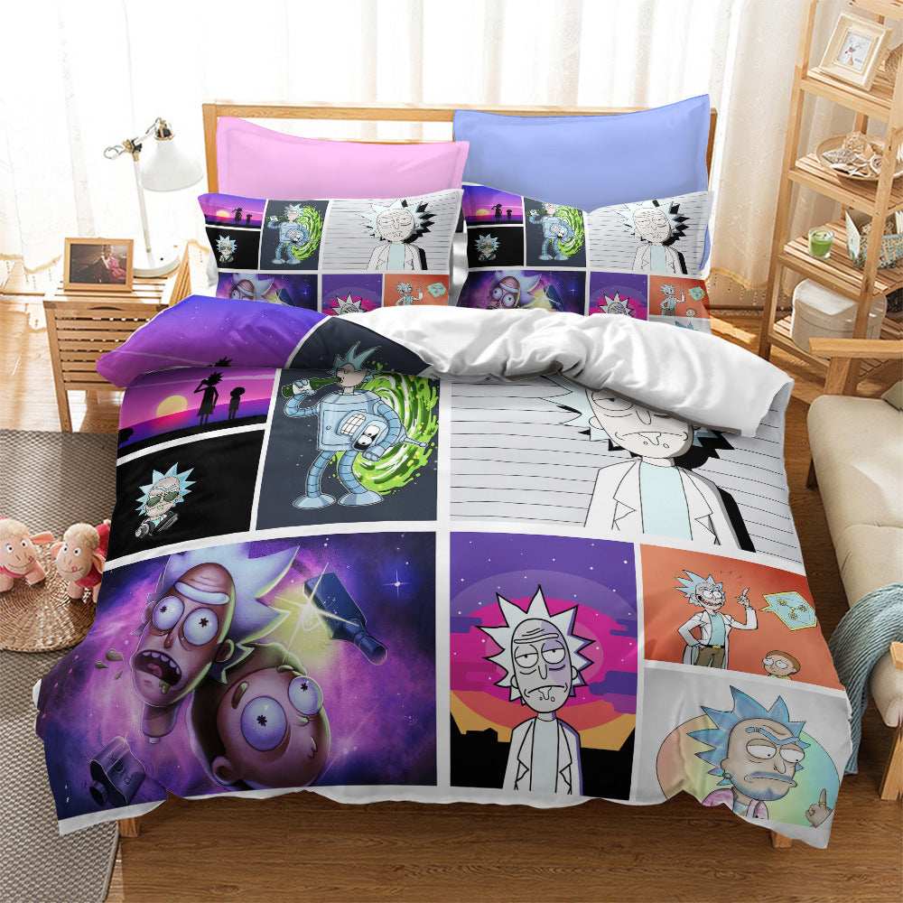 Rick And Morty Bedding Set Rick Sanchez Character Pattern Duvet Covers