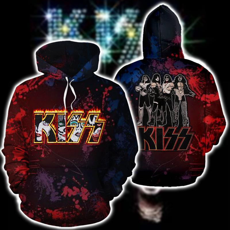 Kiss Band Fan Gift, Kiss Band Fire Logo All Over Print Hoodie
