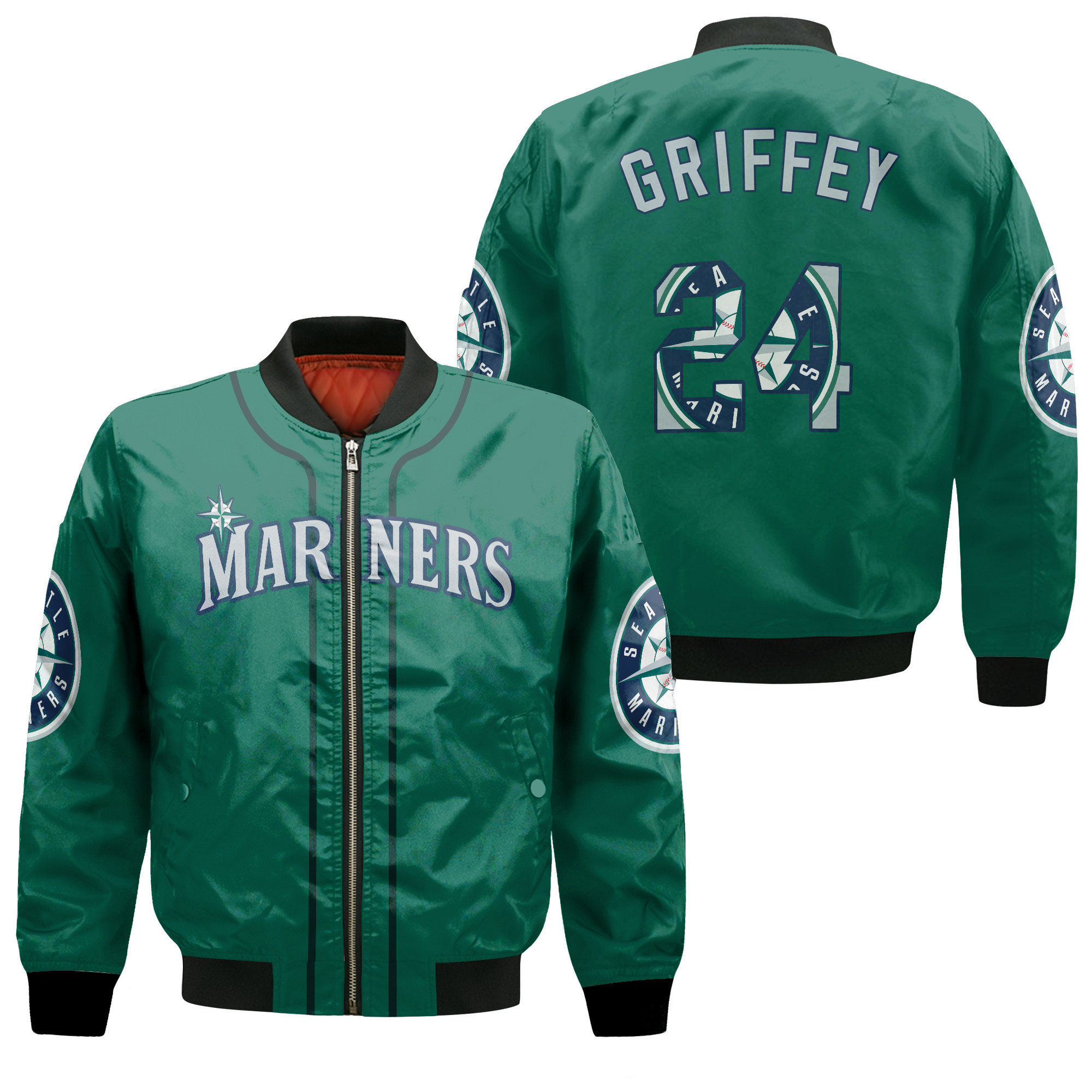 Seattle Mariners Ken Griffey Jr 24 Green Bomber Jacket