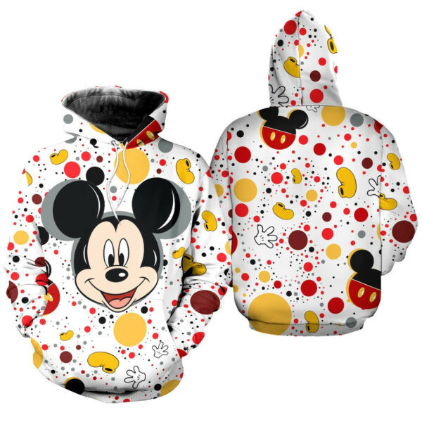 Mickey Mouse Polkadot Pattern   Cartoon Graphic Outfits Aop Hoodie, Zip Hoodie 2204