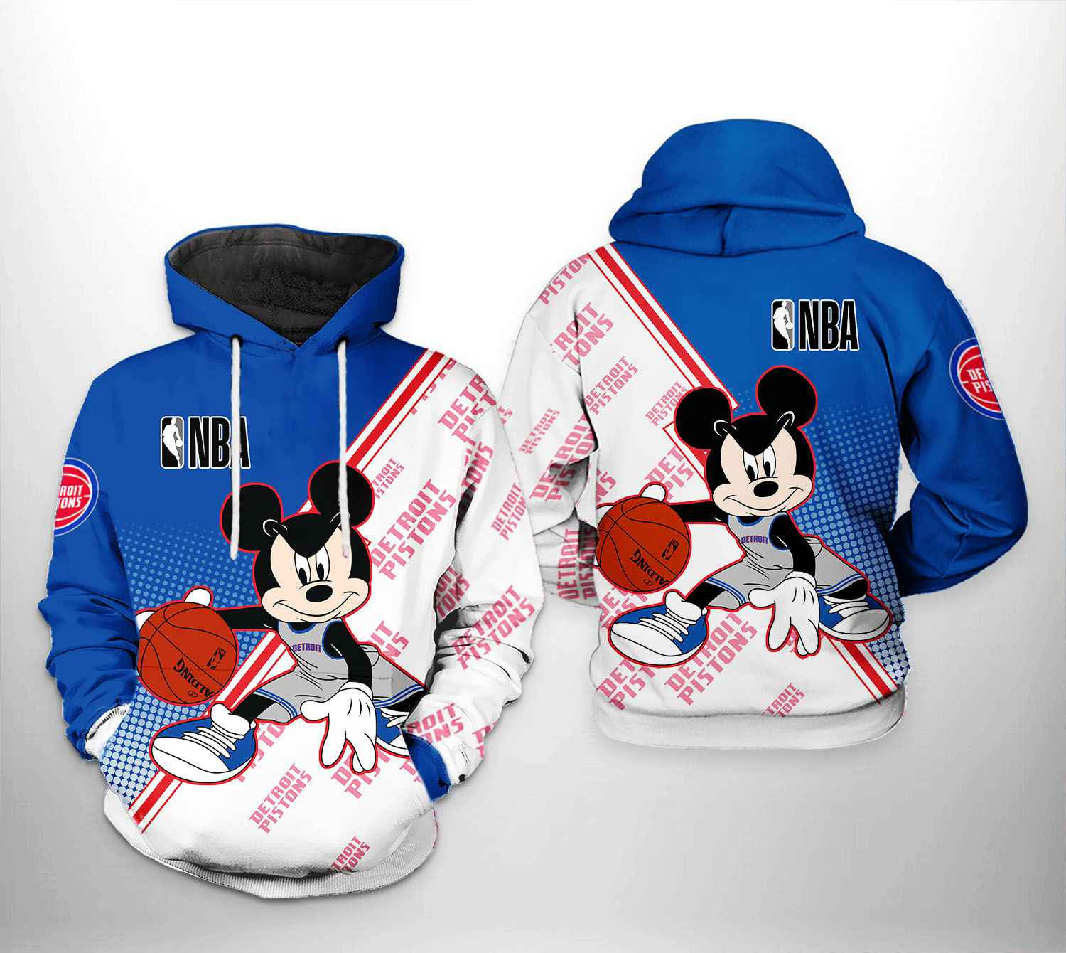 Detroit Pistons Mickey 3D All Over Print Hoodie & Zip Hoodie