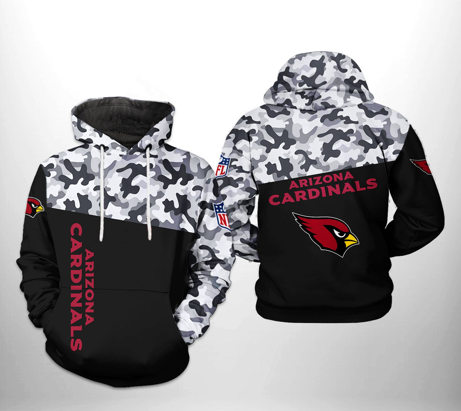 Arizona Cardinals Camo Veteran Team 3D All Over Print Hoodie & Zip Hoodie