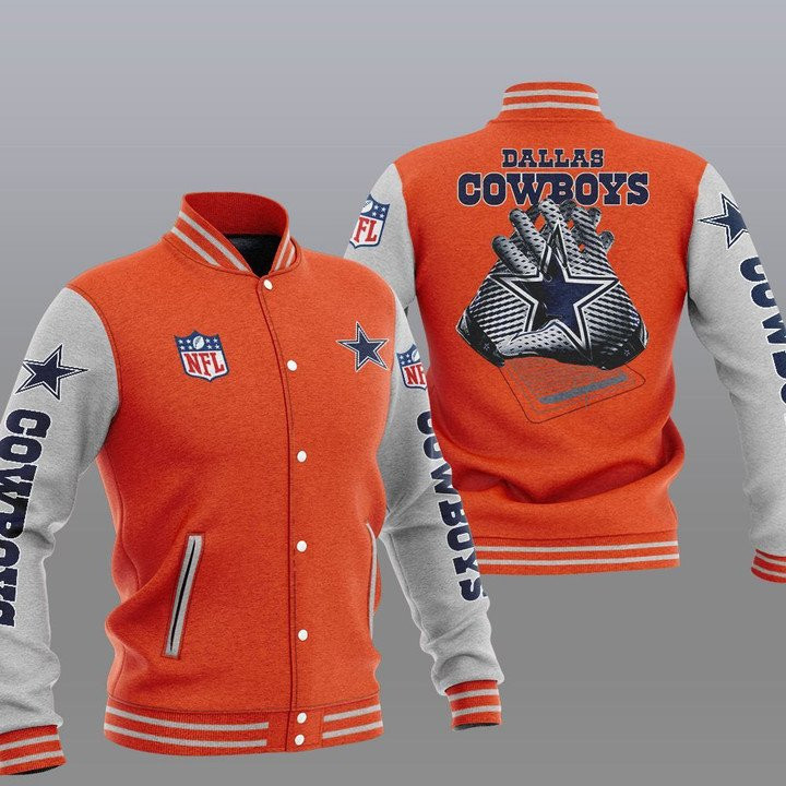 Cowboys Orange Grey 2 Hand Baseball Jacket