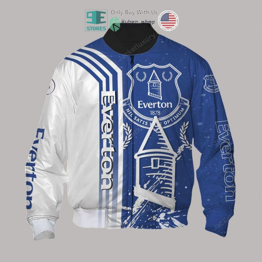 Everton FC Logo White Royal Bomber Jacket
