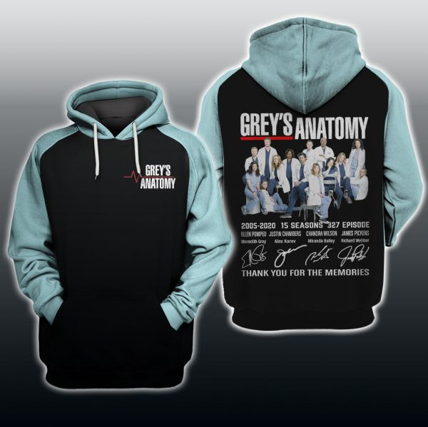 Grey Anatomy,grey Anatomy Tv Show Thank You For The Memories 2k550 Lover Gift ,grey Anatomy All Over Print 3d Hoodie 718