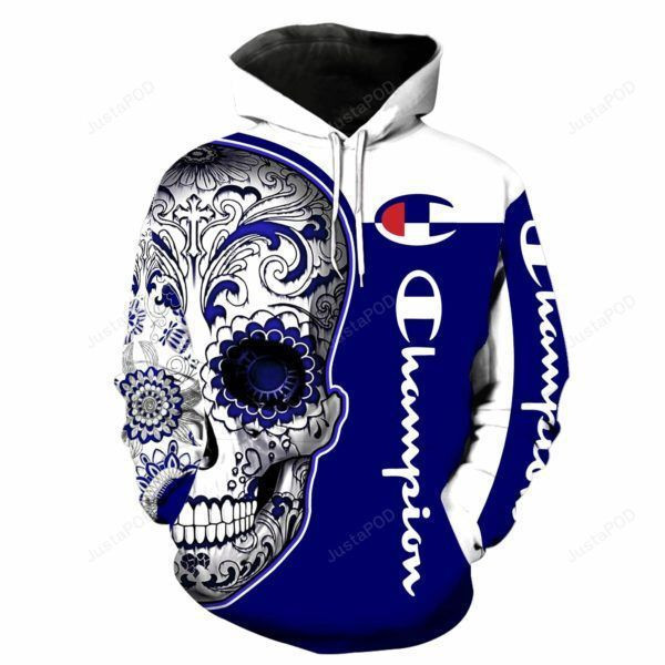 Champion Sugal Skull 3D All Over Print Hoodie & Zip Hoodie