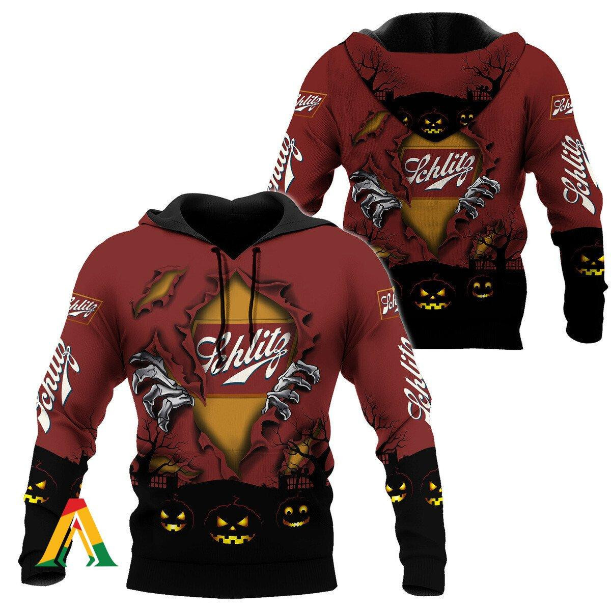 Scary Night Halloween Schlitz Beer Hoodie & Zip Hoodie