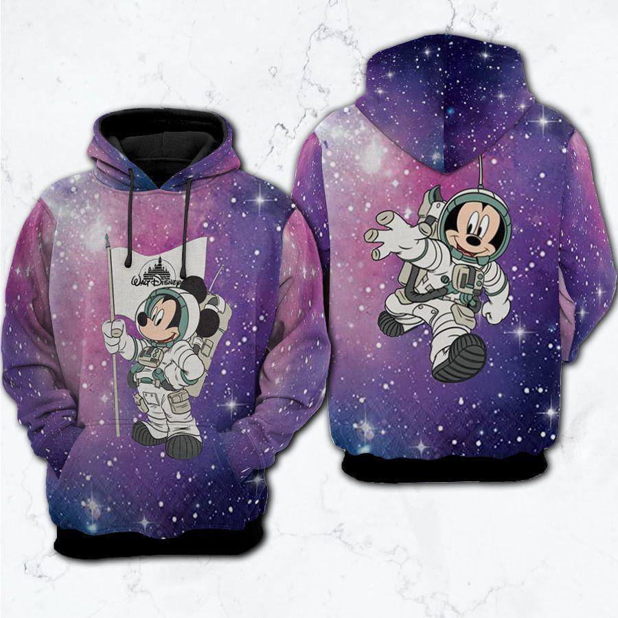 Mickey Mouse Disney Lover Gift, Funny Mickey Mouse Astronaut Gift, Mickey Mouse Astronaut Galaxy Aop Hoodie, Zip Hoodie, Fleece Jacket