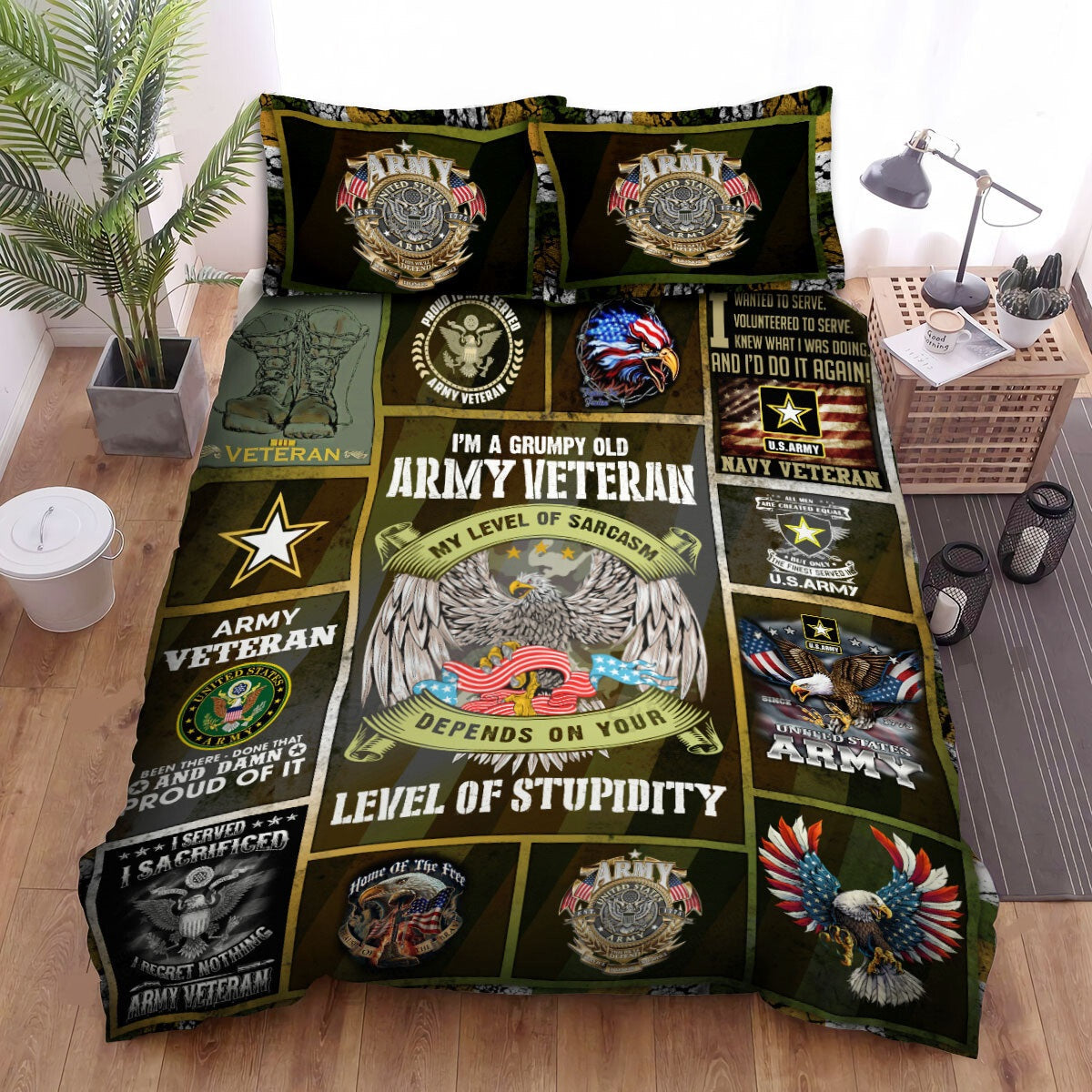 Veteran Bedding Set I'm A Grumpy Old Army Veteran Duvet Covers