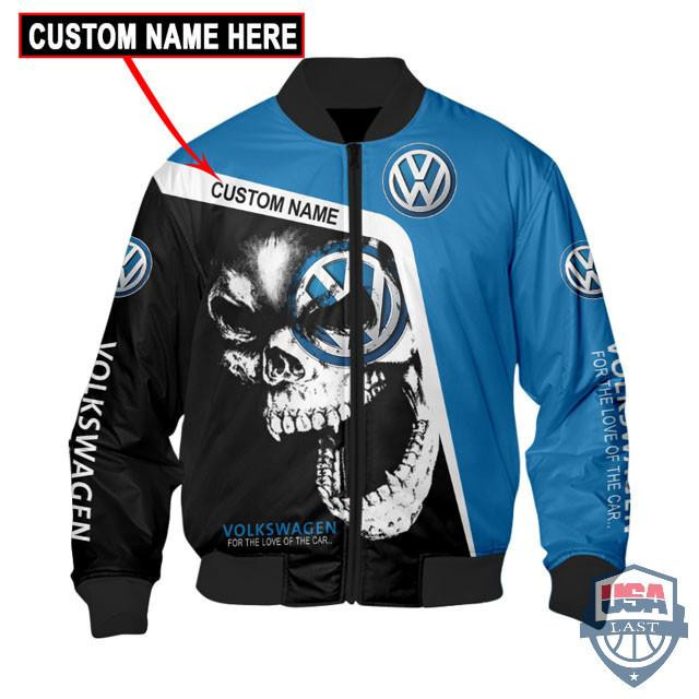 Volkswagen Skull Custom Name Bomber Jacket