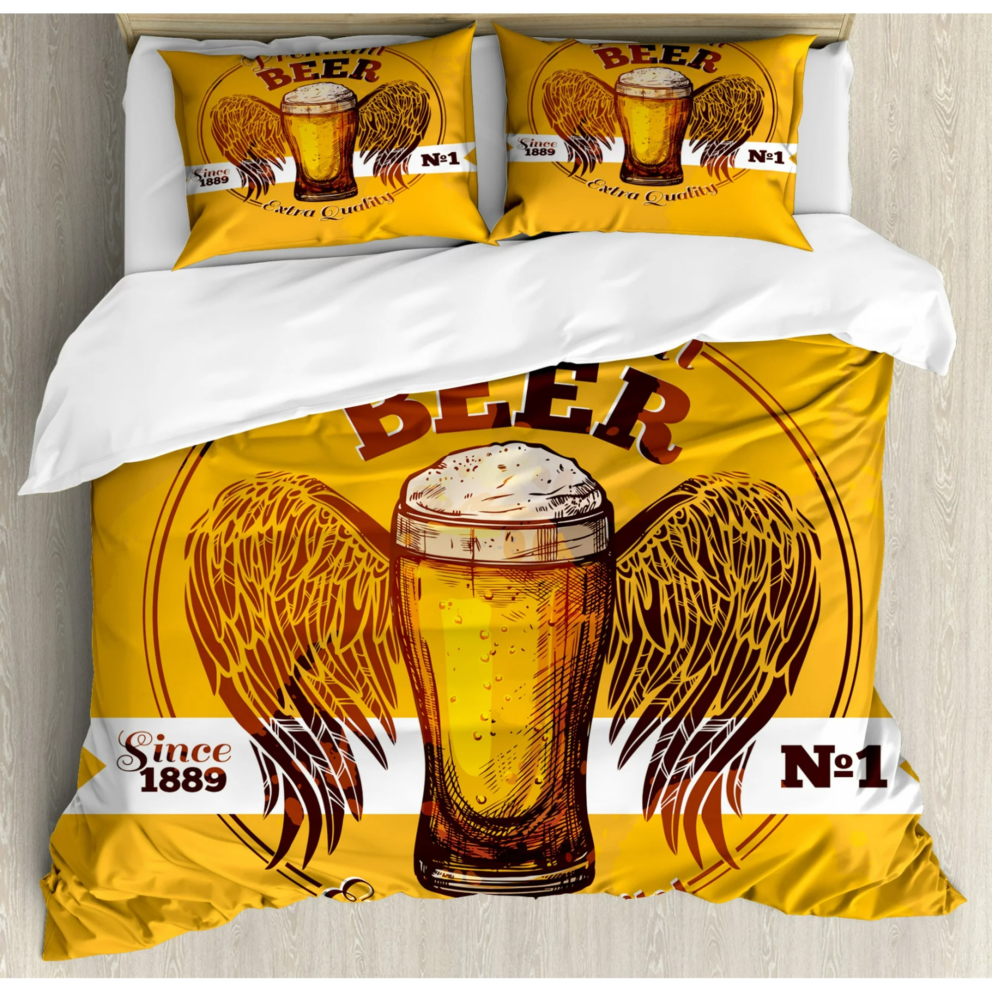 Beer Bedding Set Premium Beer Exra Quality Mug Wings Duvet Covers