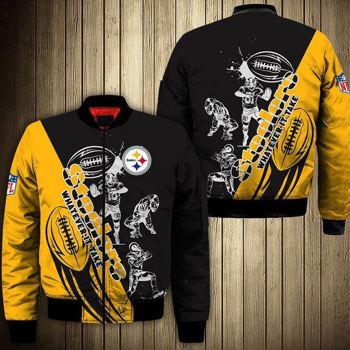 Pittsburgh Steelers Golden Black Bomber Jacket