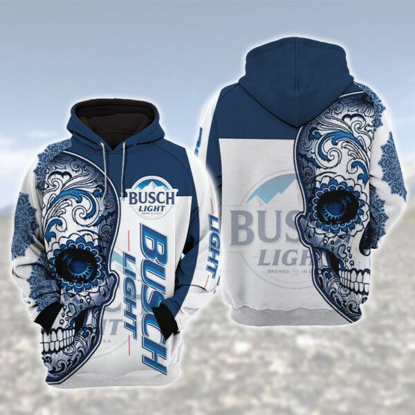 Busch Light Sugar Skull 3d All Over Print Hoodie 528