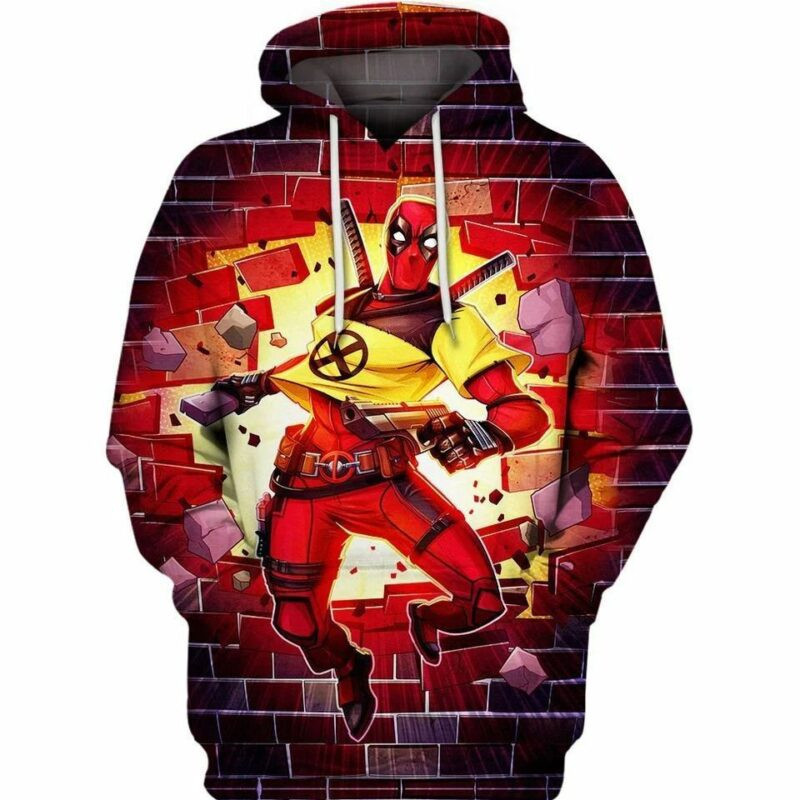 Deadpool X-men Trainee Marvel Over Print 3d Hoodie Zip Hoodie