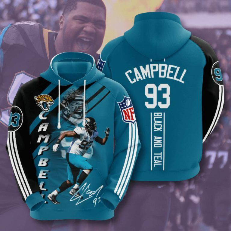 Jacksonville Jaguars Number 93 Zip 3D All Over Print Hoodie & Zip Hoodie