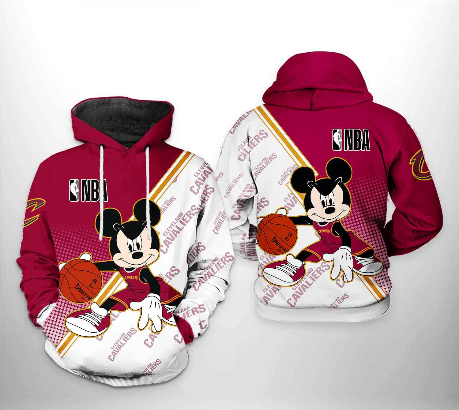 Cleveland Cavaliers Mickey 3D All Over Print Hoodie & Zip Hoodie