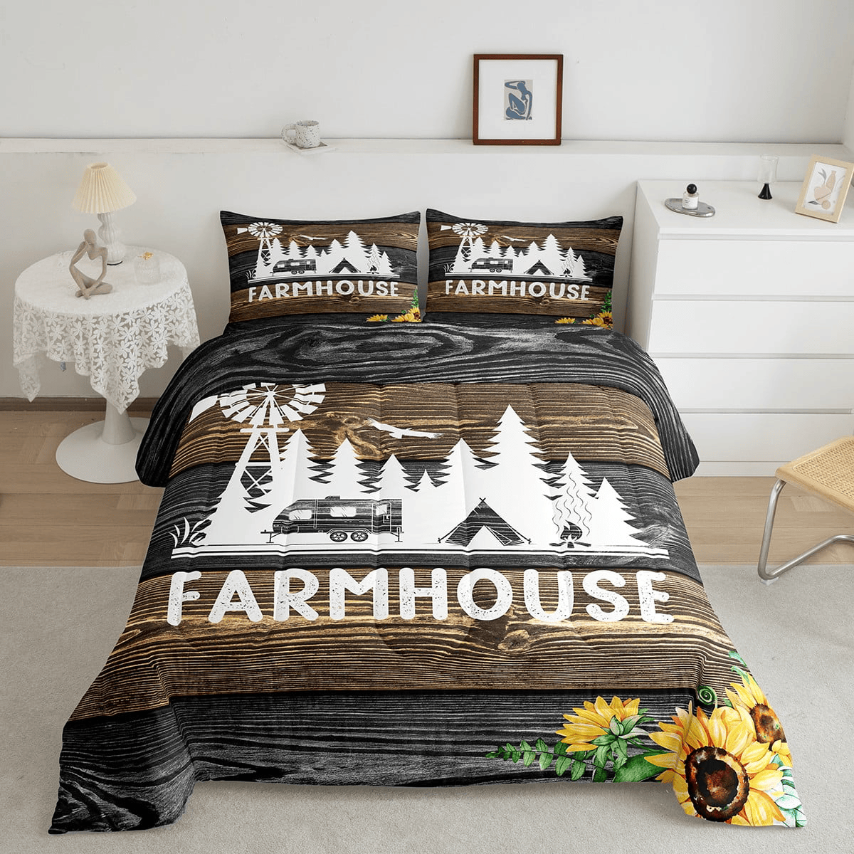 Farmer Bedding Set Old Barn Door Farmhouse Duvet Covers