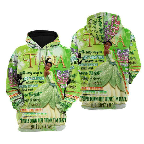 Tiana Punk Words Pattern Cartoon Graphic Outfits Aop Hoodie, Zip Hoodie 2073