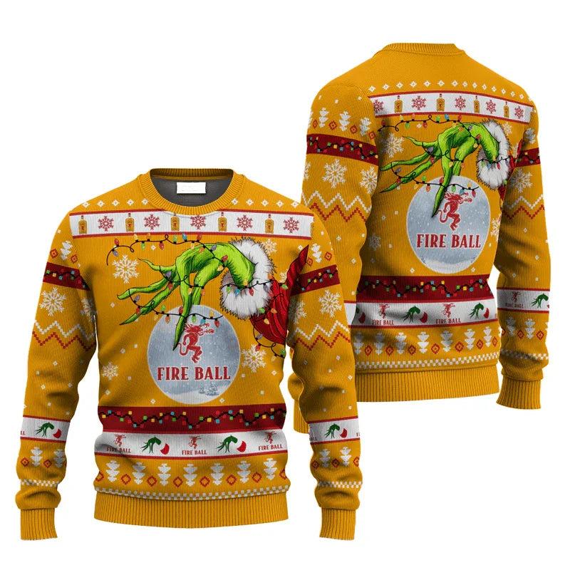 Fireball Grinch Hand Stock Ugly Christmas Sweater