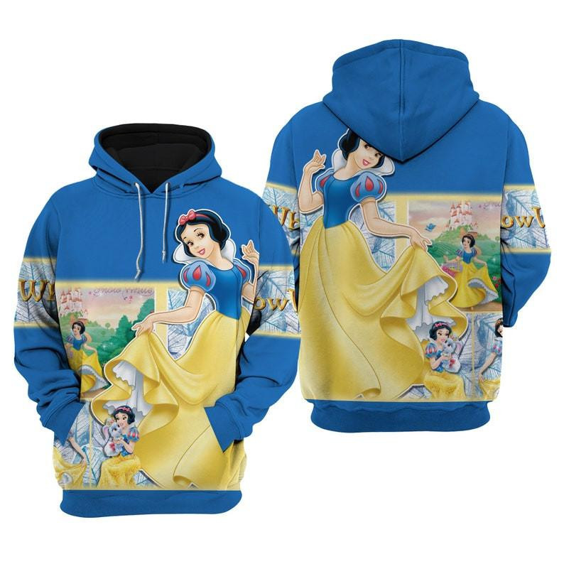 Princess Fan Gift, Blue Snow White Princess All Over Print Hoodie, Zip Hoodie