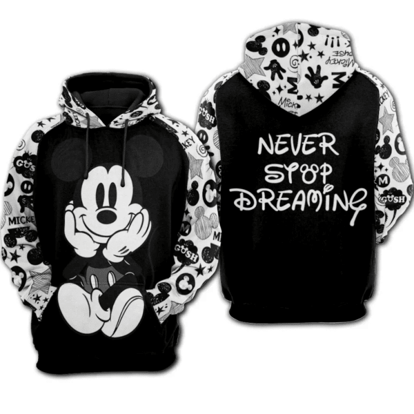Mickey Mouse Never Syop Dreaming 501 Cartoon Graphic Outfits Aop Hoodie 2109