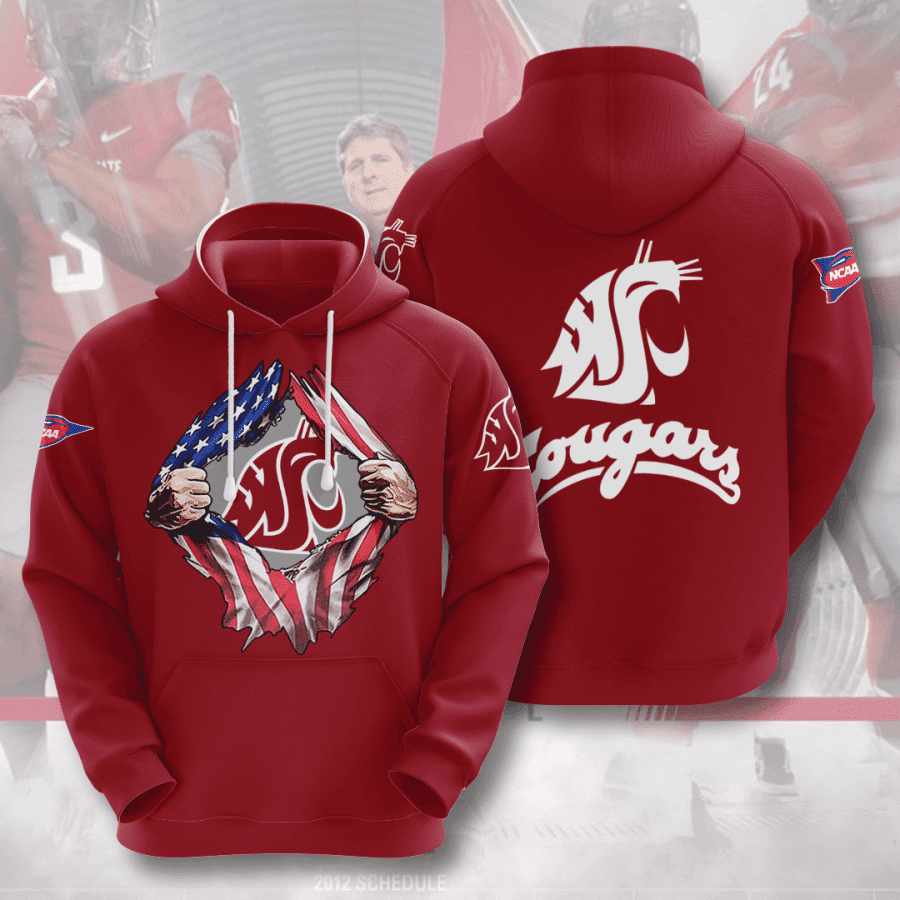 Washington State Cougars 3D All Over Print Hoodie & Zip Hoodie