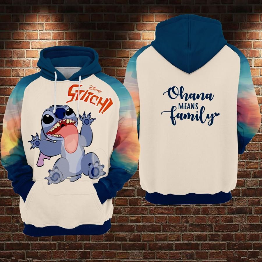 Lilo And Stitch Ohana Means Family Over Print 3d Hoodie Zip Hoodie 1182