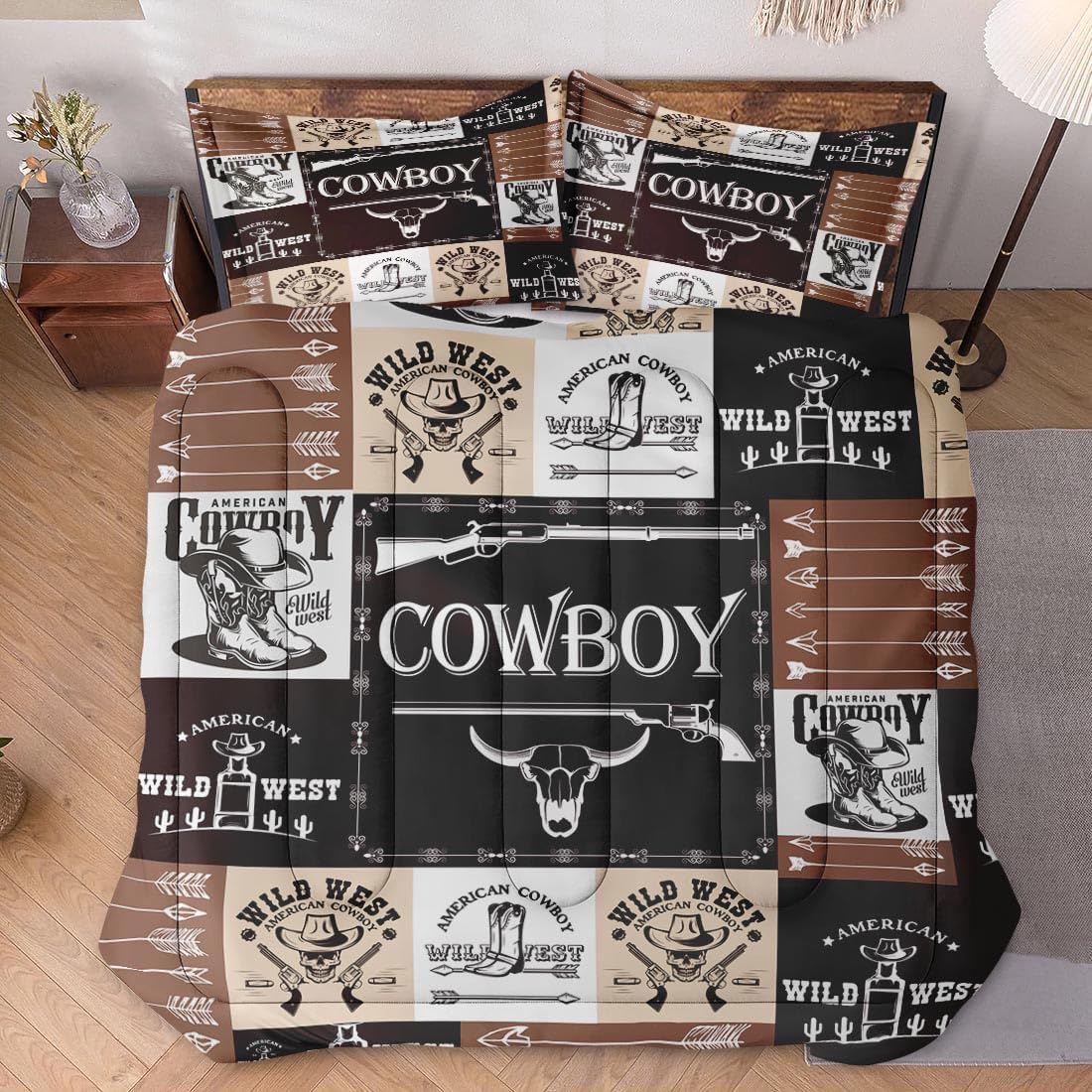 Farmer Bedding Set Vintage Cowboy Western Pattern Duvet Covers