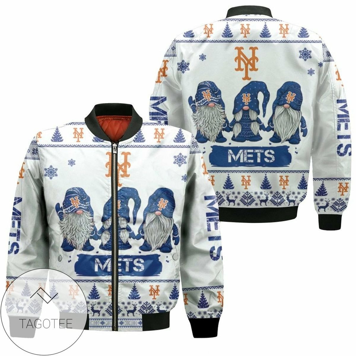 New York Mets Christmas Gnomes Bomber Jacket