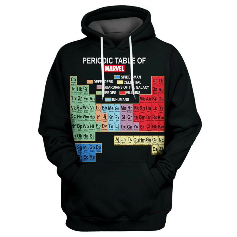 Periodic Table Of Marvel 3d Hoodie Zip Hoodie