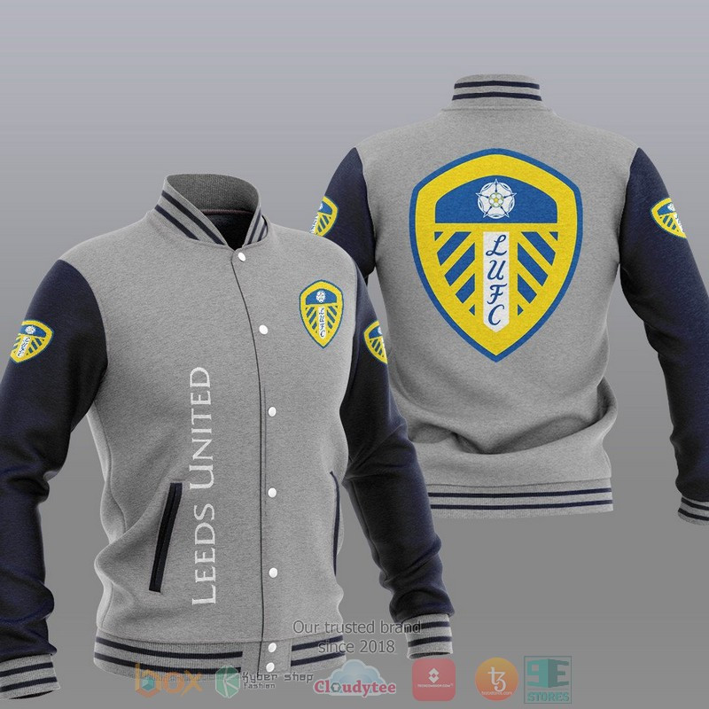 Leeds United Gray Baseball Jacket