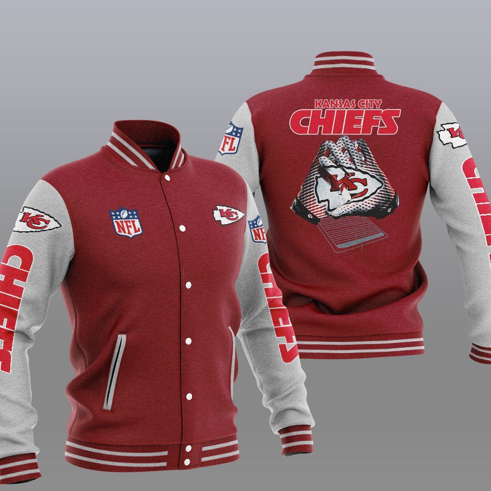 Kansas City Chiefs Red Grey Baseball Jacket