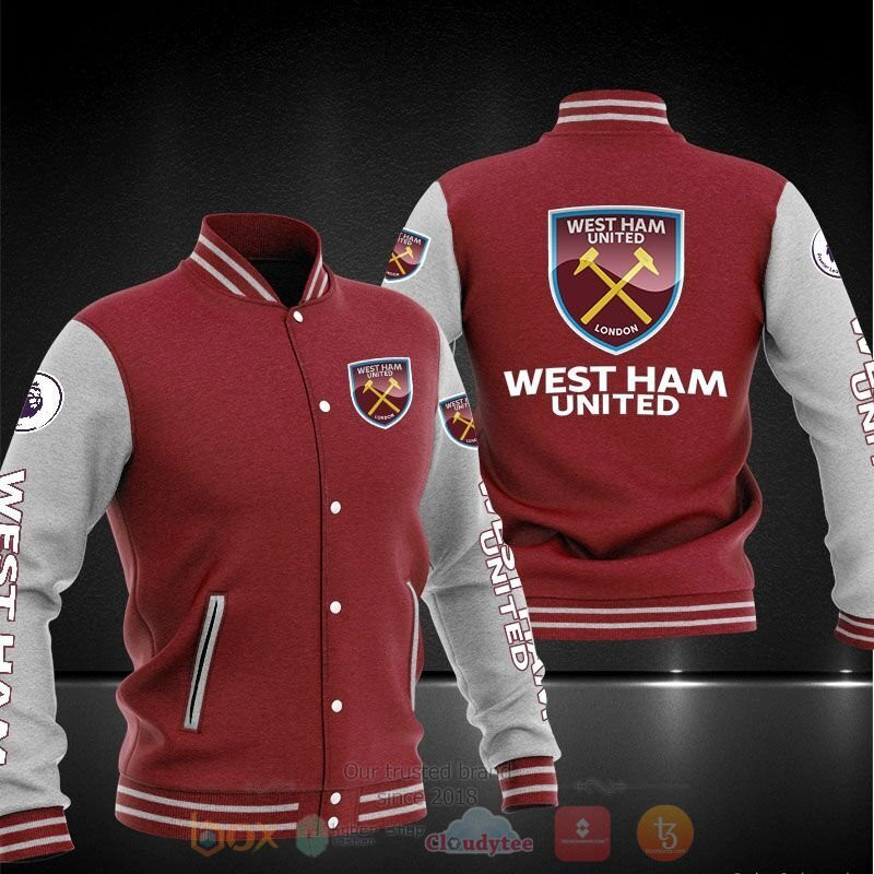 West Ham United FC Red Grey Baseball Jacket