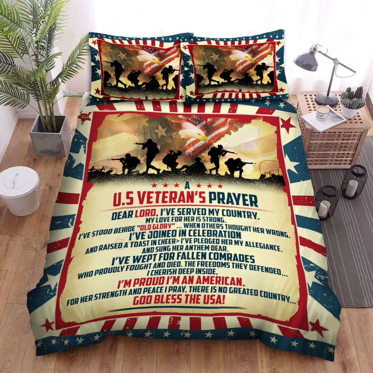 Veteran Bedding Set A US Veteran's Prayer God Bless The USA Duvet Covers
