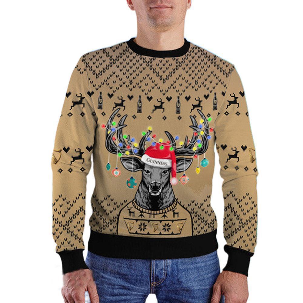 Personalized Reindeer Guinness Ugly Christmas Sweater