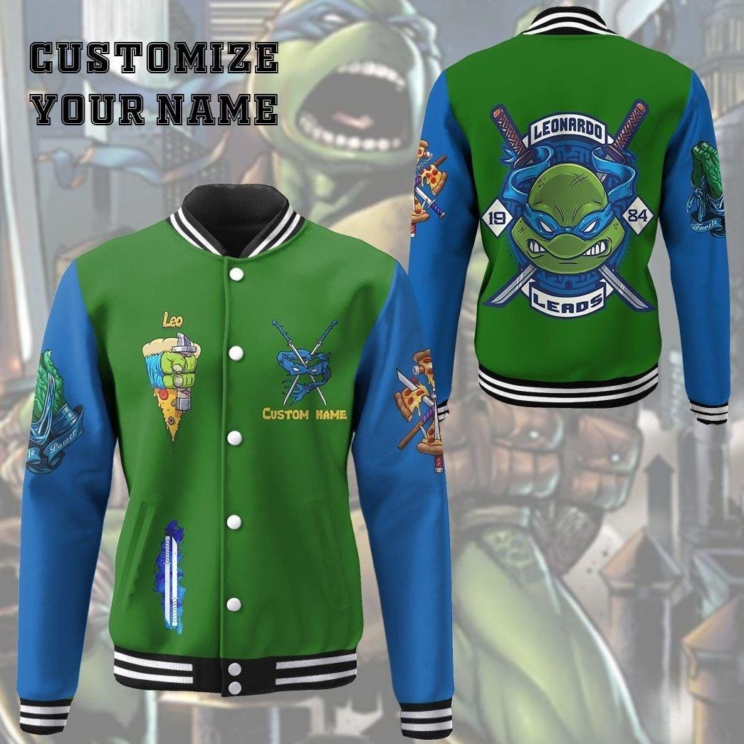 Gearhumans 3d Leonardo Tmnt Leo Cosplay Custom Baseball Jacket 29, Gift Lover Baseball Jacket