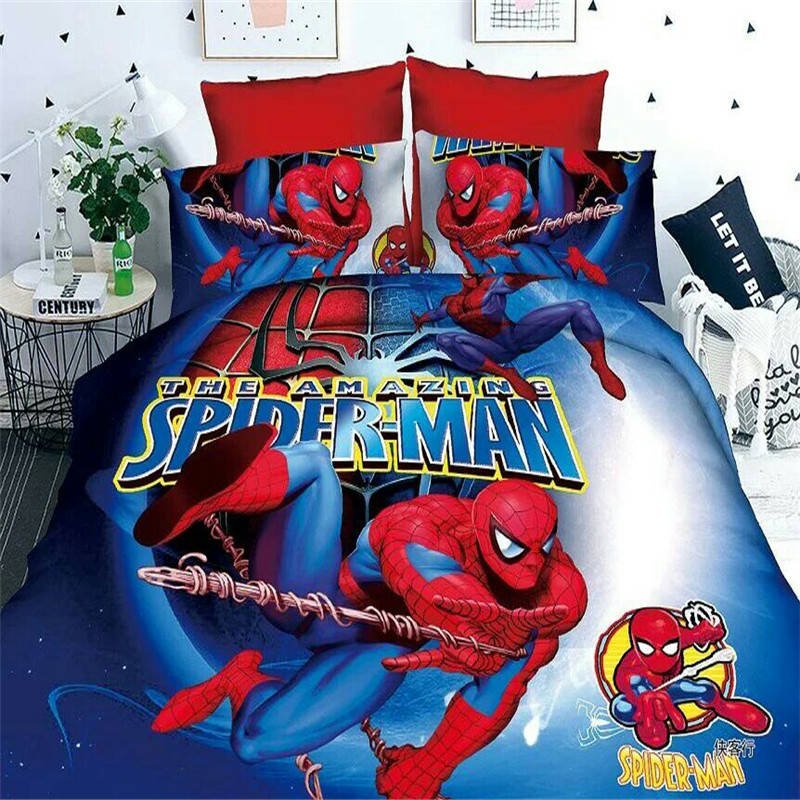 Spiderman Bedding Set MV The Amazing Spiderman Graphic Duvet Covers Blue