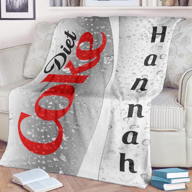 Personalized Diet Coke Fleece Sherpa Blanket