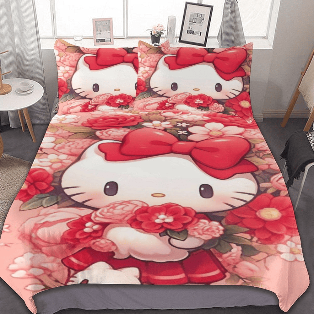 Hello Kitty Bedding Set Hello Kitty Between Flowers Duvet Covers